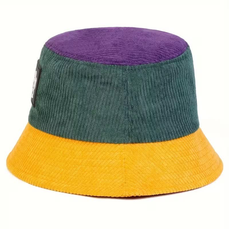 Color Block Lucky Cat Corduroy Foldable Bucket Hat - image 2