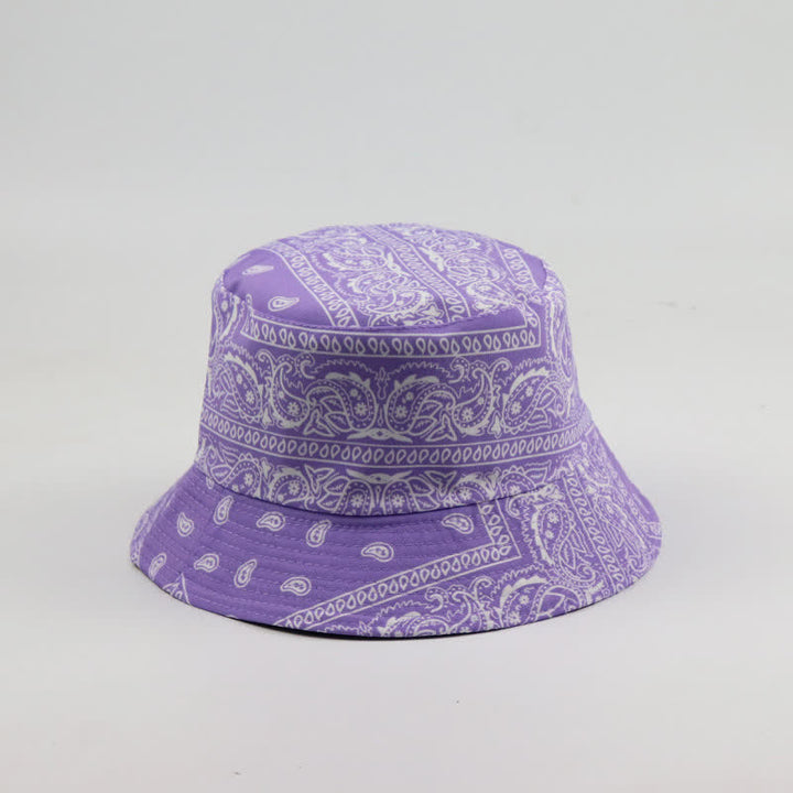 Unisex Paisley Pattern Reversible Fisherman Bucket Hat - Violet - M (22"-22 7/8") - image 8