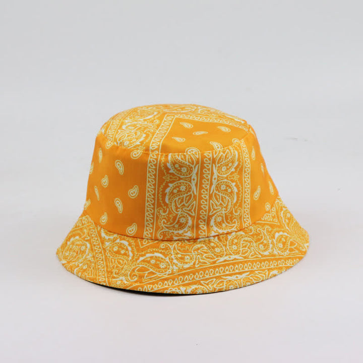 Unisex Paisley Pattern Reversible Fisherman Bucket Hat - Yellow - M (22"-22 7/8") - image 7