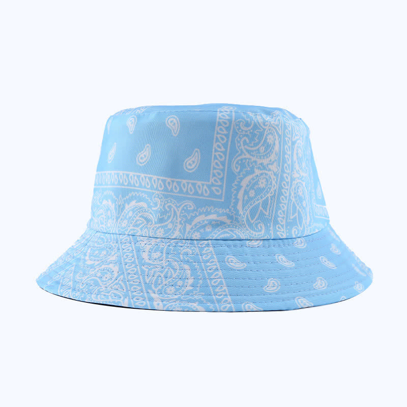 Unisex Paisley Pattern Reversible Fisherman Bucket Hat - Light Blue - M (22"-22 7/8") - image 13