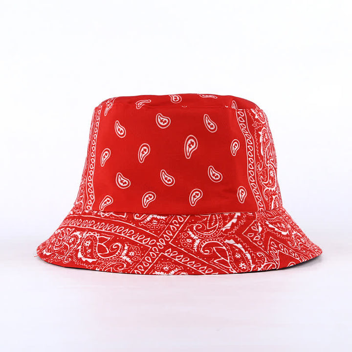 Unisex Paisley Pattern Reversible Fisherman Bucket Hat - Red - M (22"-22 7/8") - image 6