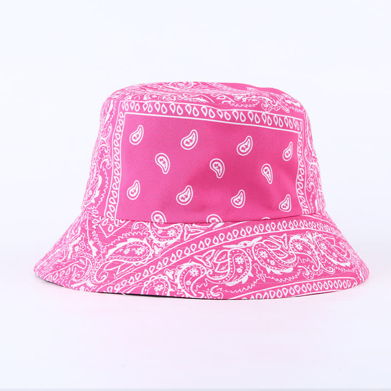 Unisex Paisley Pattern Reversible Fisherman Bucket Hat - Pink - M (22"-22 7/8") - image 12