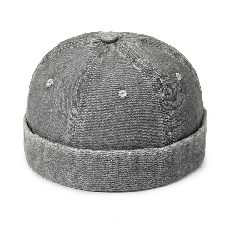 Casual Washed Cotton Brimless Vintage Docker Cap - Light Gray - Adjustable (22"-23 5/8") - image 10