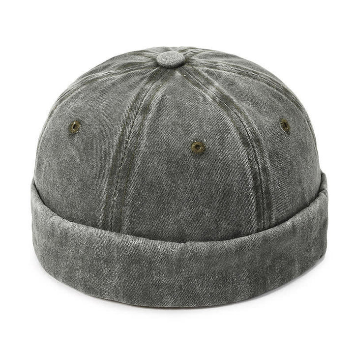 Casual Washed Cotton Brimless Vintage Docker Cap - Army Green - Adjustable (22"-23 5/8") - image 13