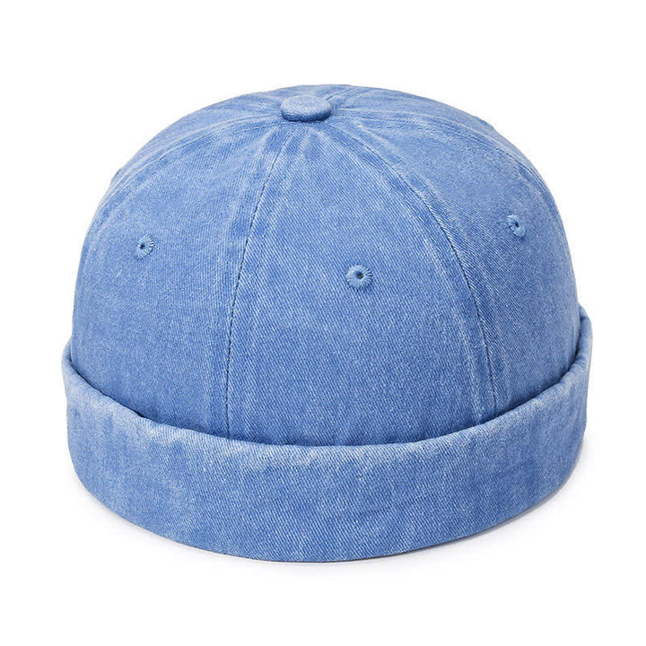 Casual Washed Cotton Brimless Vintage Docker Cap - Light Blue - Adjustable (22"-23 5/8") - image 16