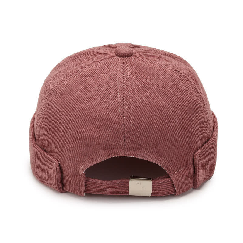 Solid Color No Brim Beanie Corduroy Docker Cap - image 2