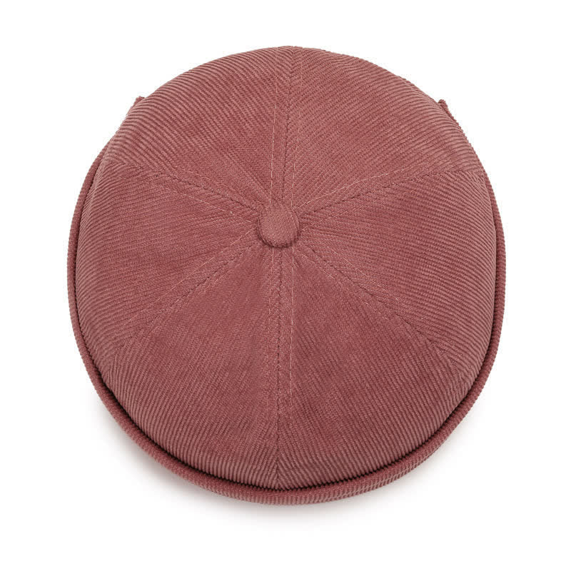 Solid Color No Brim Beanie Corduroy Docker Cap - image 4