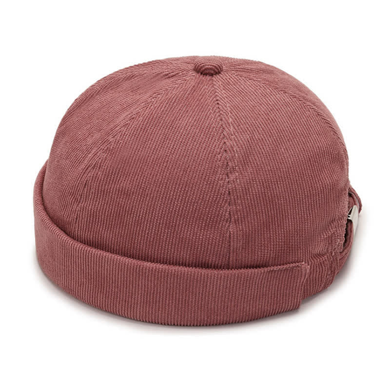 Solid Color No Brim Beanie Corduroy Docker Cap - image 3