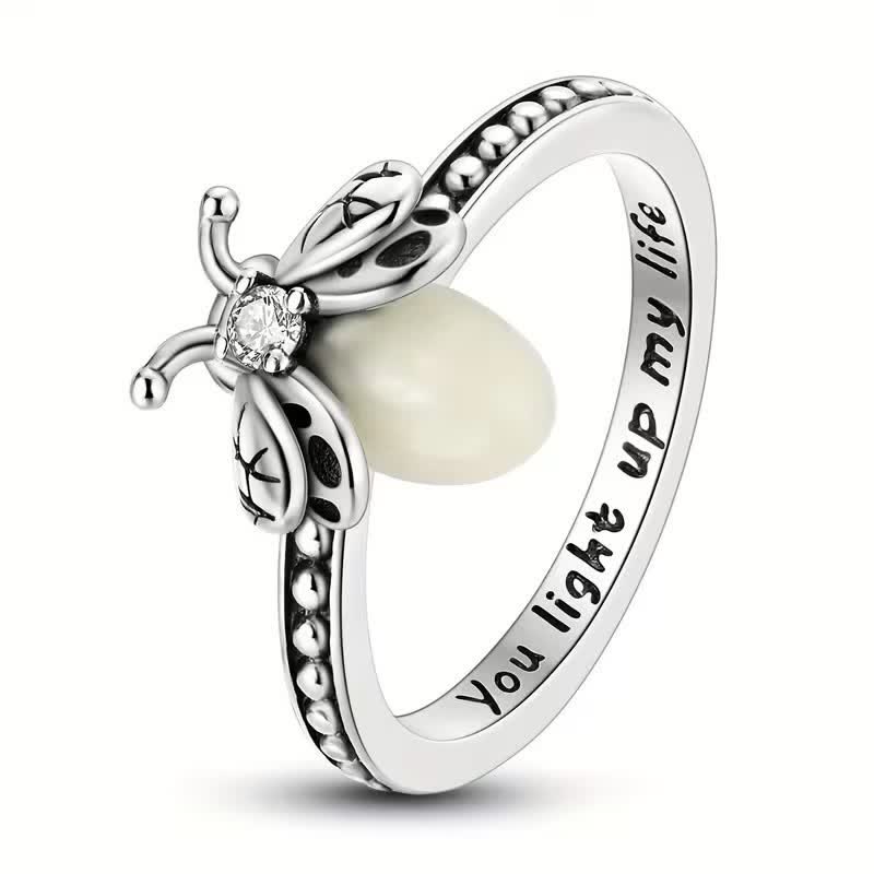 You Light Up My Life 925 Sterling Silver Luminous Firefly Ring - Silver - US 10 - image 0