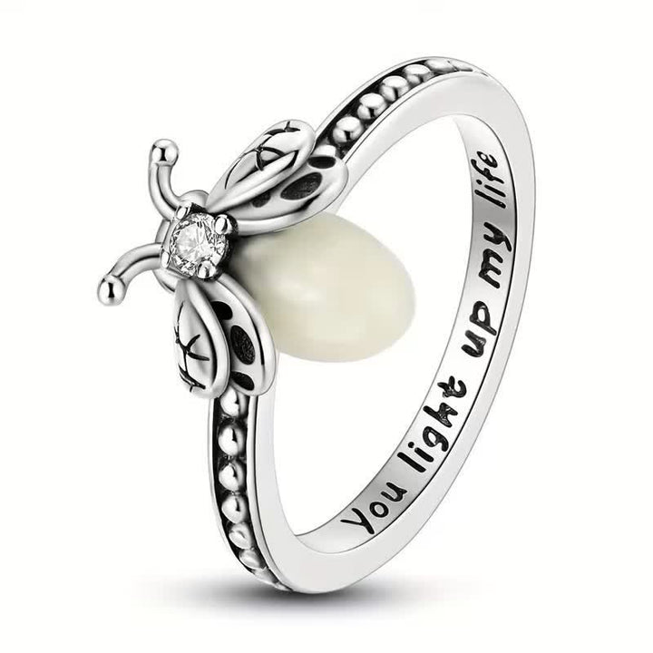 You Light Up My Life 925 Sterling Silver Luminous Firefly Ring - Silver - US 10 - image 0