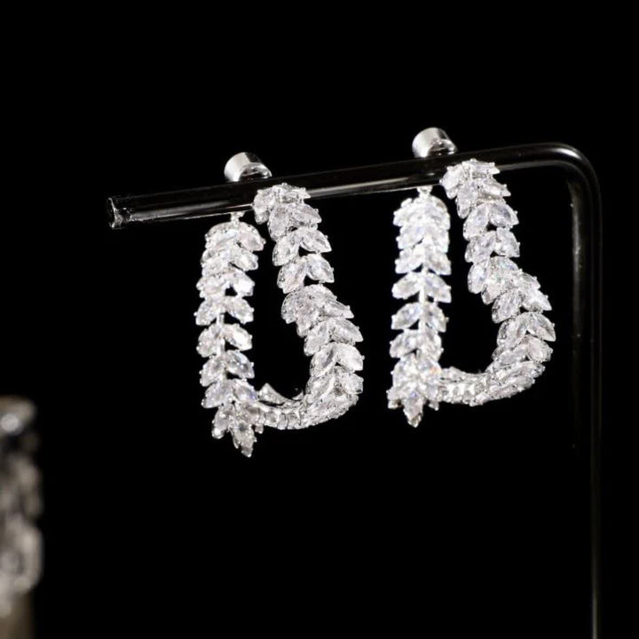 Endless Love Heart Hoop Zircon Inlaid Wheat Earrings - image 1