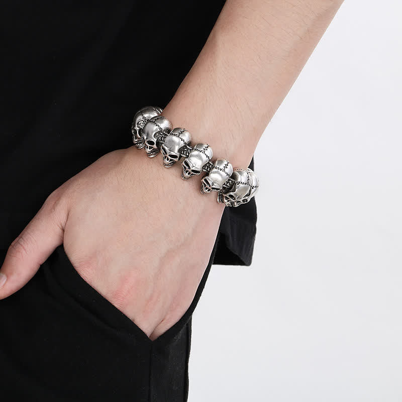 Hip Hop Heavy Skull Head Link Punk Biker Bracelet - image 8