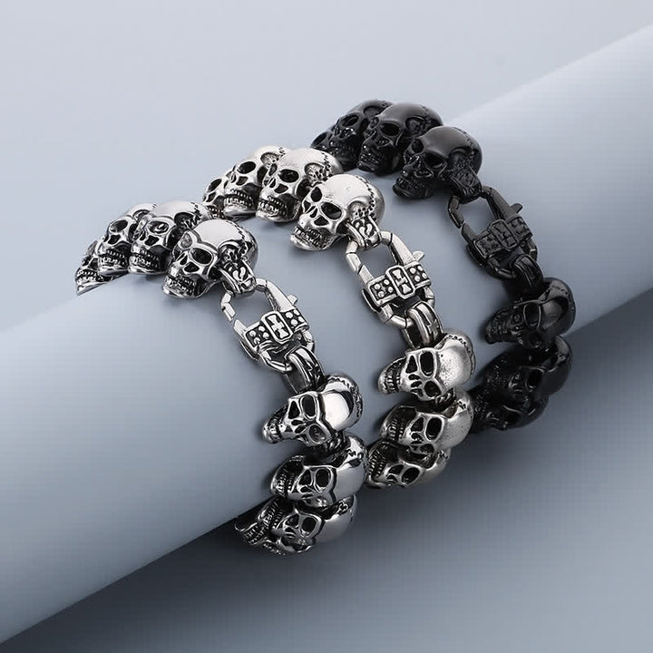 Hip Hop Heavy Skull Head Link Punk Biker Bracelet - image 5