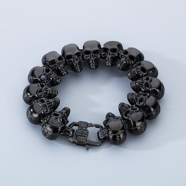 Hip Hop Heavy Skull Head Link Punk Biker Bracelet - Black - image 13