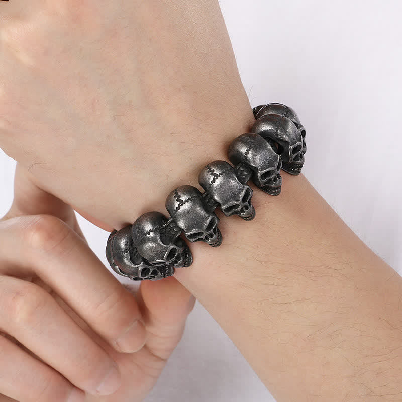 Hip Hop Heavy Skull Head Link Punk Biker Bracelet - image 12