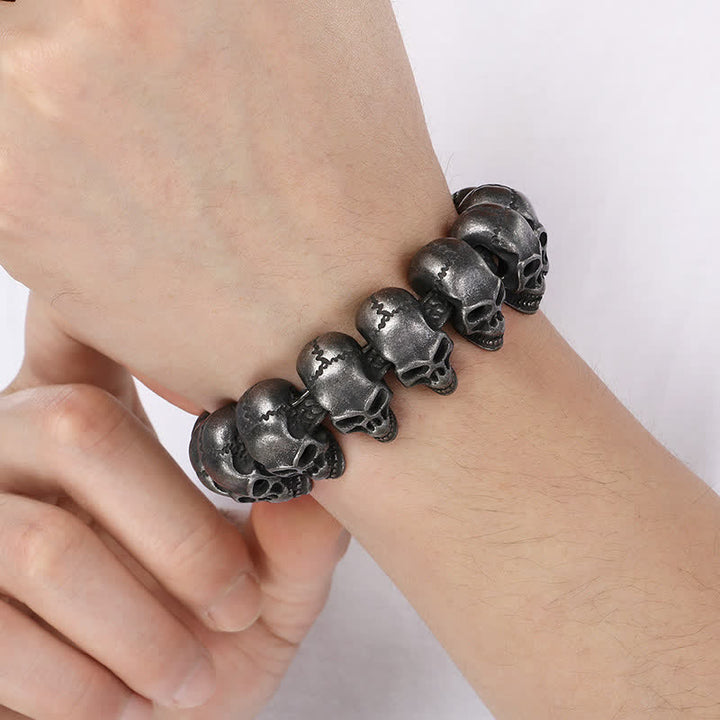 Hip Hop Heavy Skull Head Link Punk Biker Bracelet - image 12