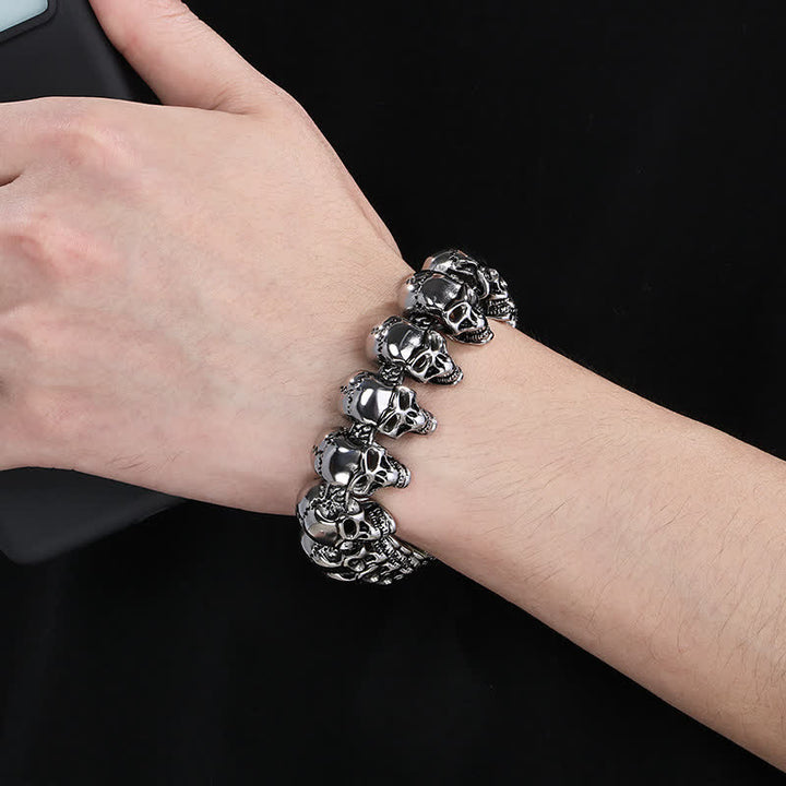 Hip Hop Heavy Skull Head Link Punk Biker Bracelet - image 0