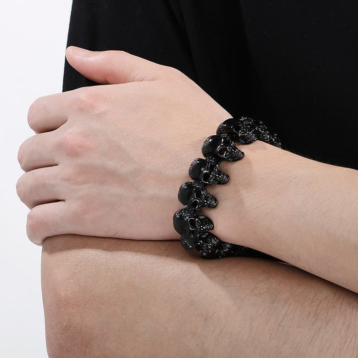 Hip Hop Heavy Skull Head Link Punk Biker Bracelet - image 14
