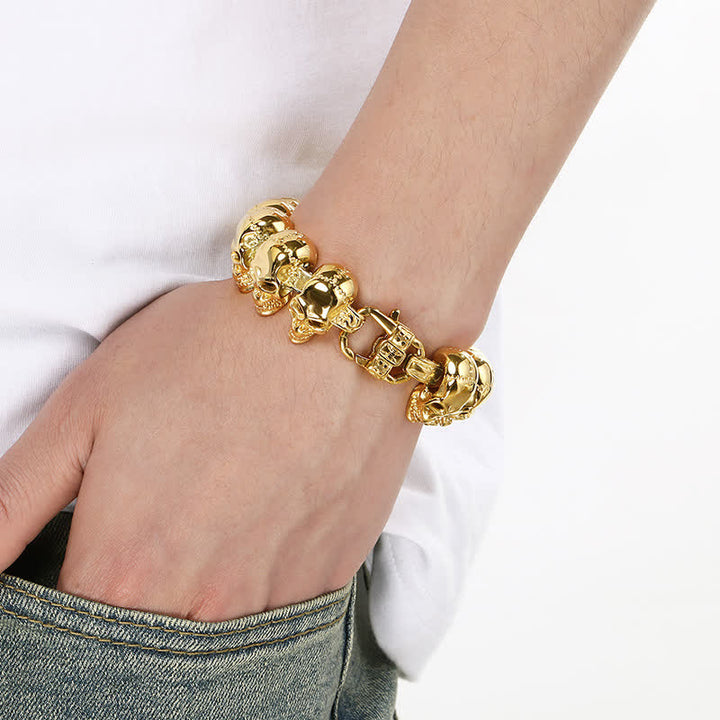 Hip Hop Heavy Skull Head Link Punk Biker Bracelet - image 10