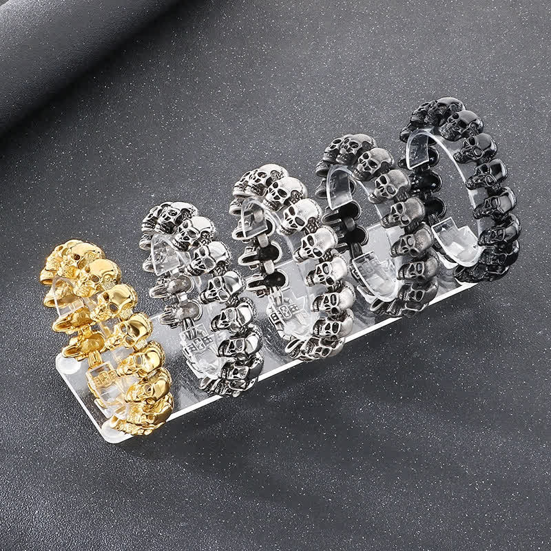 Hip Hop Heavy Skull Head Link Punk Biker Bracelet - image 4