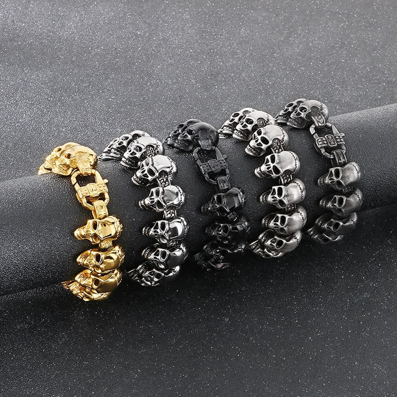 Hip Hop Heavy Skull Head Link Punk Biker Bracelet - image 1