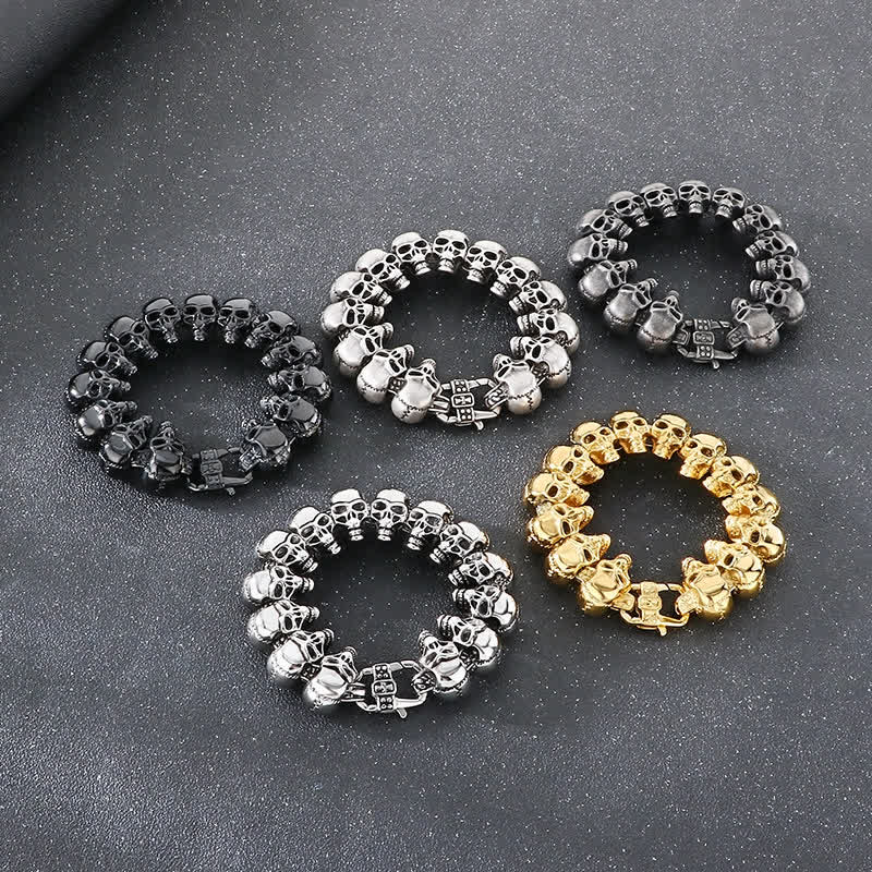 Hip Hop Heavy Skull Head Link Punk Biker Bracelet - image 3