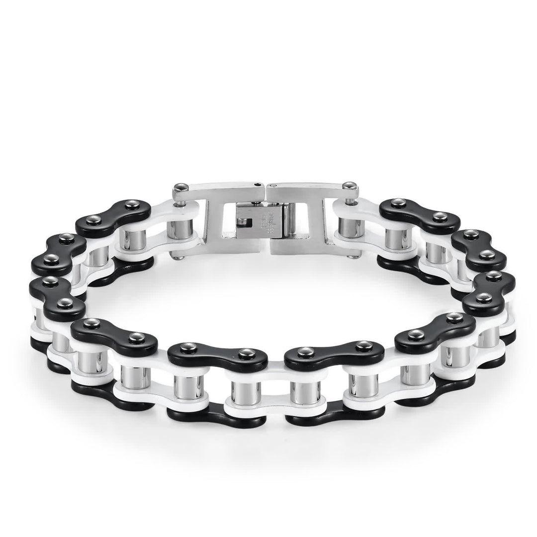 Ride In Style Fearless Motorcycle Bike Chain Bracelet - Black & White - image 8