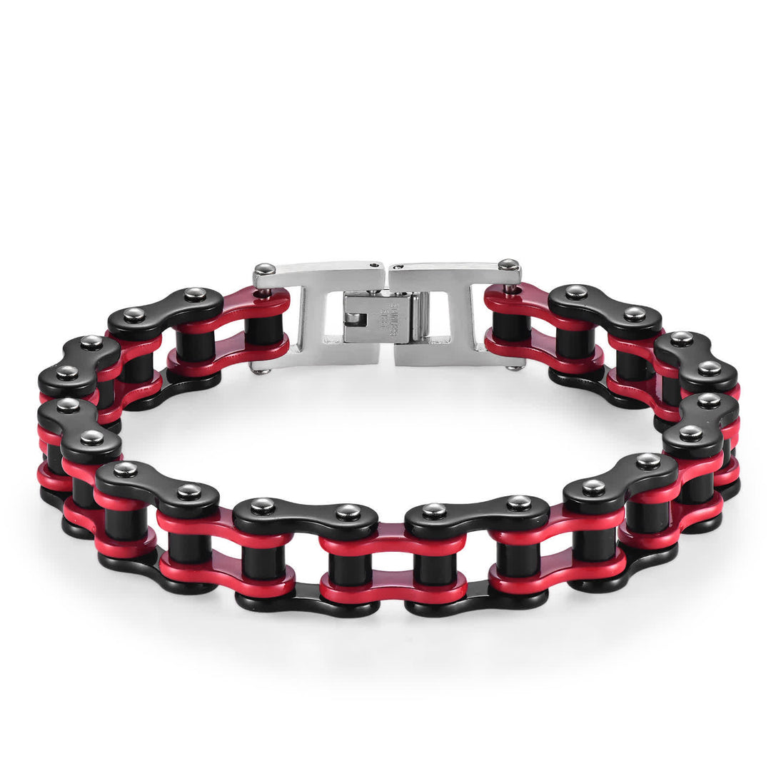Ride In Style Fearless Motorcycle Bike Chain Bracelet - Red & Black - image 0