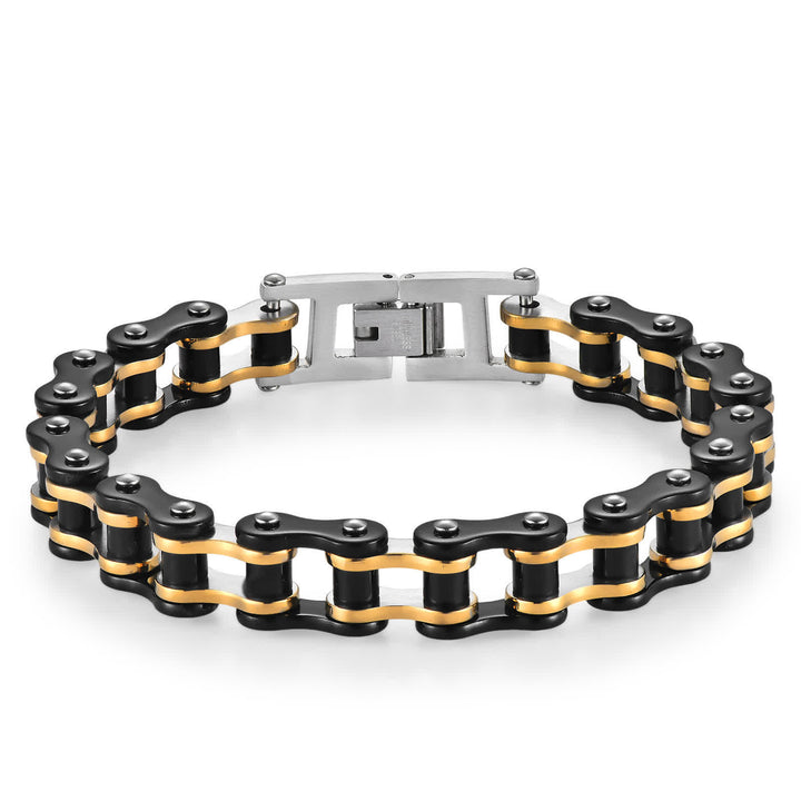 Ride In Style Fearless Motorcycle Bike Chain Bracelet - Silver & Black & Gold - image 7