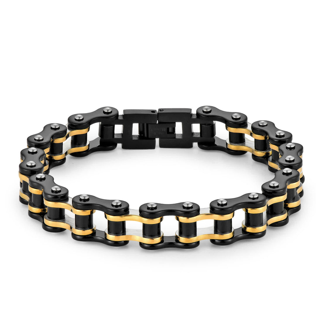 Ride In Style Fearless Motorcycle Bike Chain Bracelet - Black & Gold - image 13
