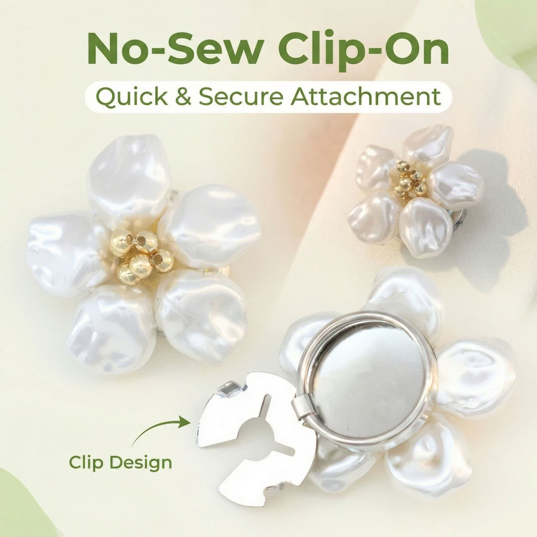 1 Pair Decorative Pearl Bloom Snap-On Shirt Button Covers - image 1