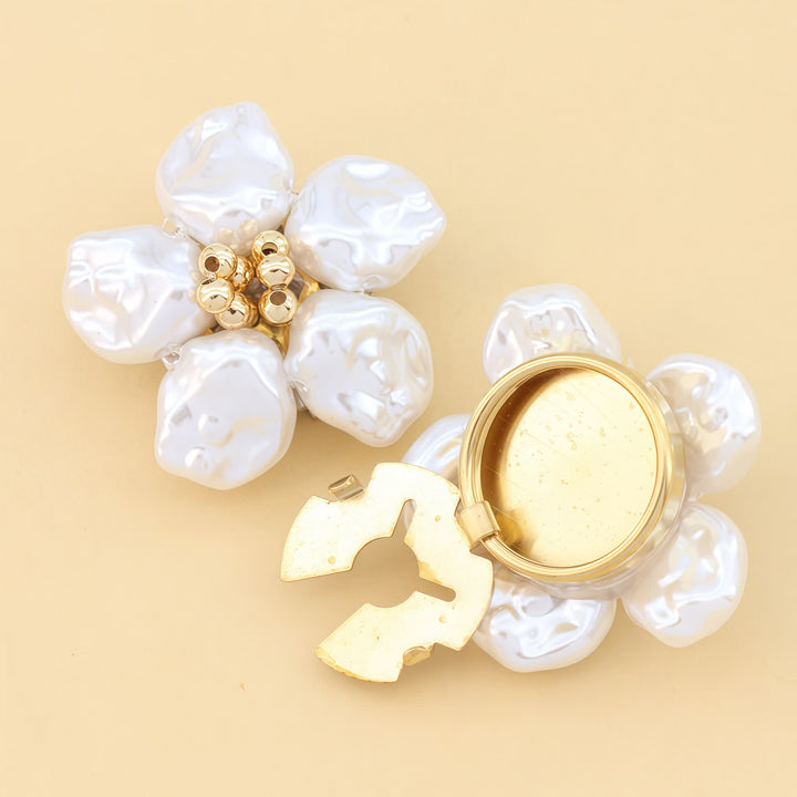 1 Pair Decorative Pearl Bloom Snap-On Shirt Button Covers - image 4