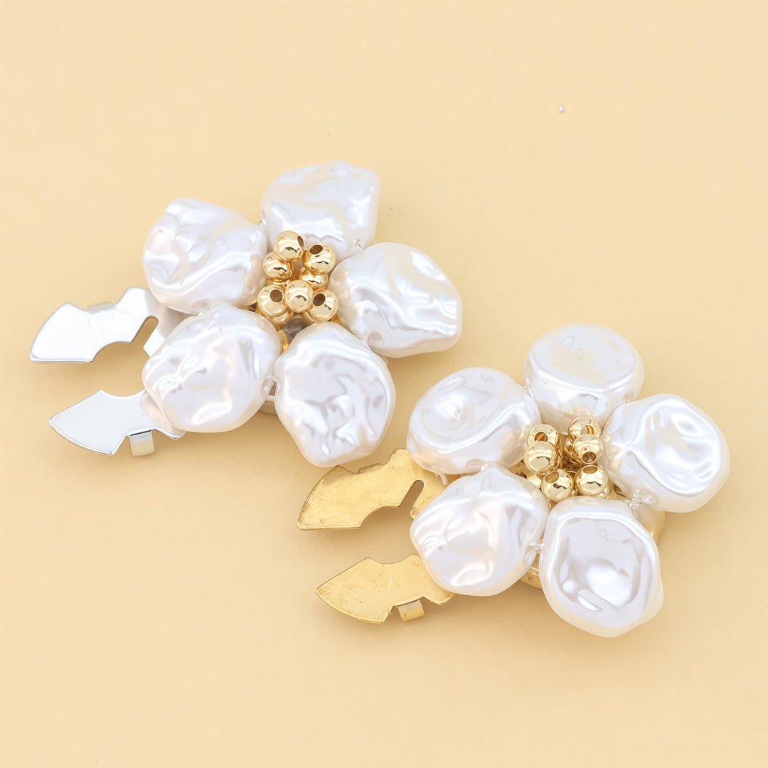 1 Pair Decorative Pearl Bloom Snap-On Shirt Button Covers - image 5