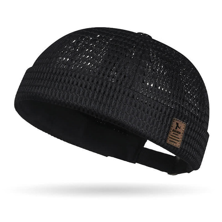 Streetwear Brimless Summer Breathable Mesh Docker Cap - Black - Adjustable (21 5/8"-23 5/8") - image 0
