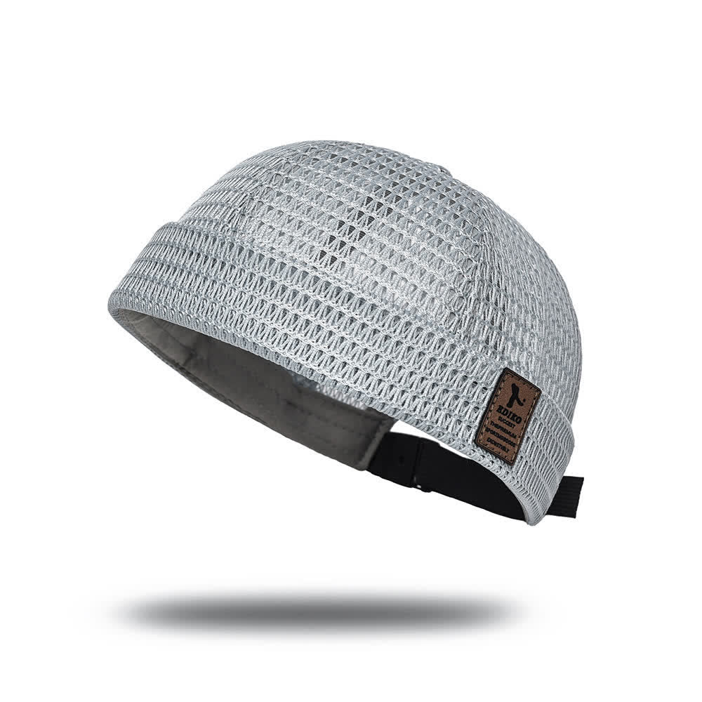 Streetwear Brimless Summer Breathable Mesh Docker Cap - Light Gray - Adjustable (21 5/8"-23 5/8") - image 12