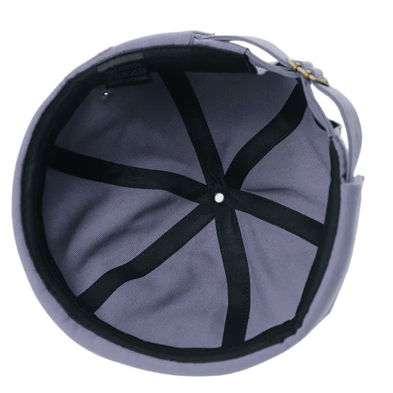 Canvas Adjustable Brimless Docker Cap With Denim Patch - image 4