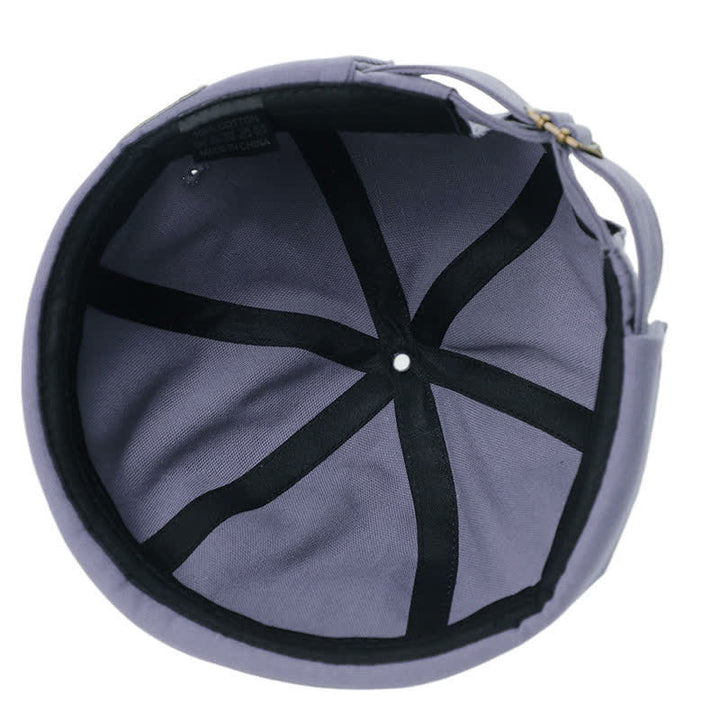 Canvas Adjustable Brimless Docker Cap With Denim Patch - image 4