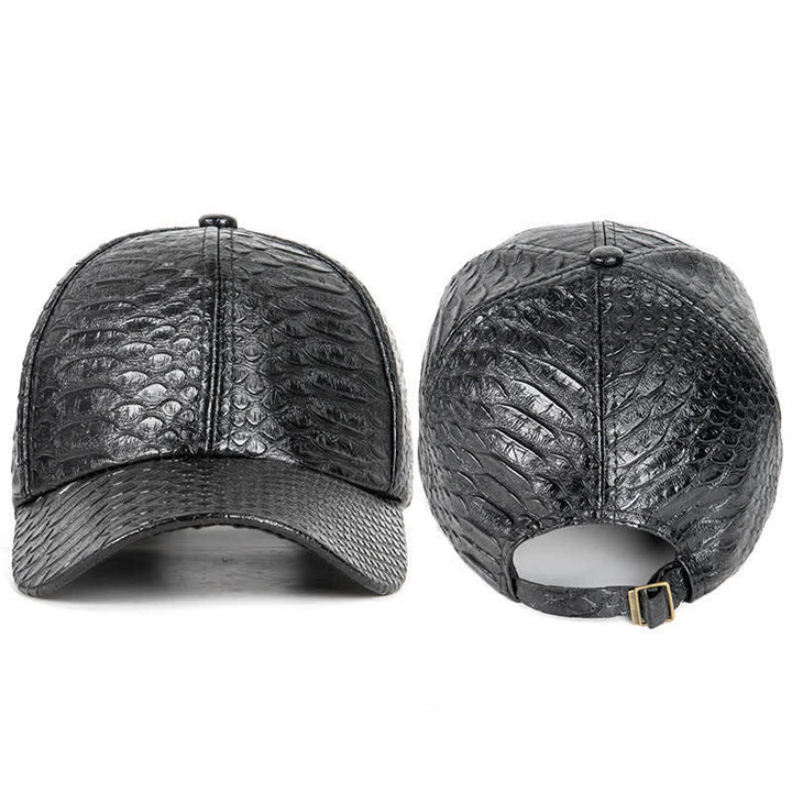 Crocodile Embossed Textured Faux Leather Baseball Cap - image 1