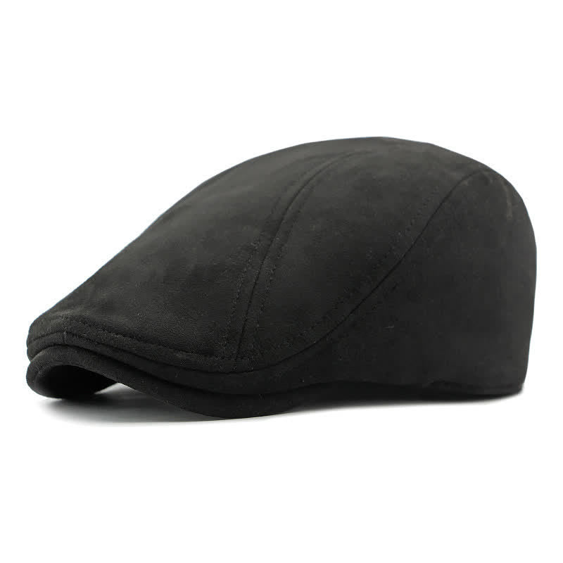 Unisex Timeless Suede Vintage Ivy Flat Beret - Black - Adjustable (21 5/8"-23 1/4") - image 9