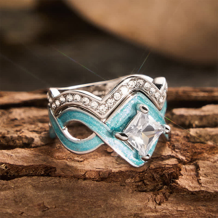 Vintage Two‑Piece Stackable Ring Set Ethnic Enamel Crystal Metal Ring for Daily Party - image 3