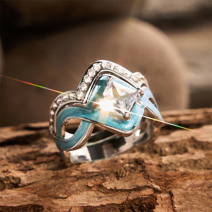 Vintage Two‑Piece Stackable Ring Set Ethnic Enamel Crystal Metal Ring for Daily Party - image 2
