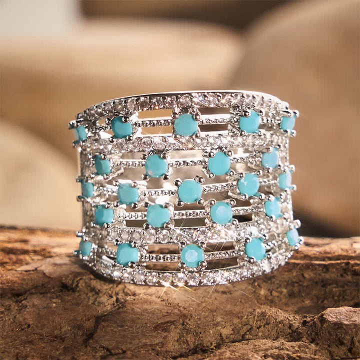 Wide Band Pave Zircon Women Statement Ring - Silver - US 10 - image 0