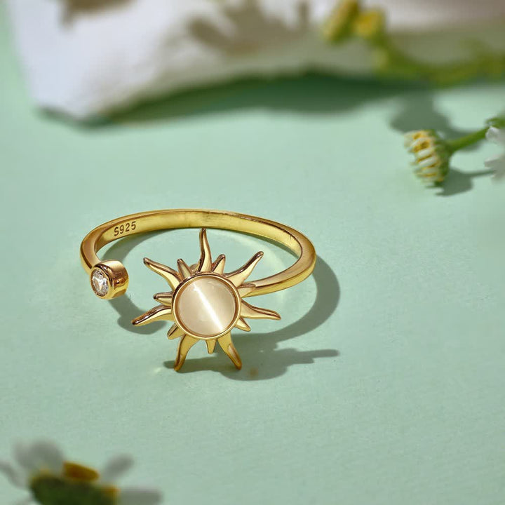 Rotating Celestial Adjustable Anxiety Relief Fidget Ring - Gold - 926 Silver - image 4