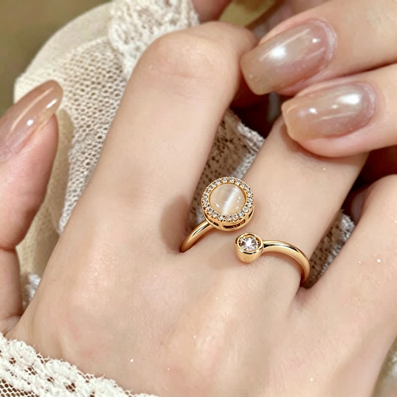Gold Cat Eye Spinner Adjustable Anti Anxiety Ring - Gold - image 0