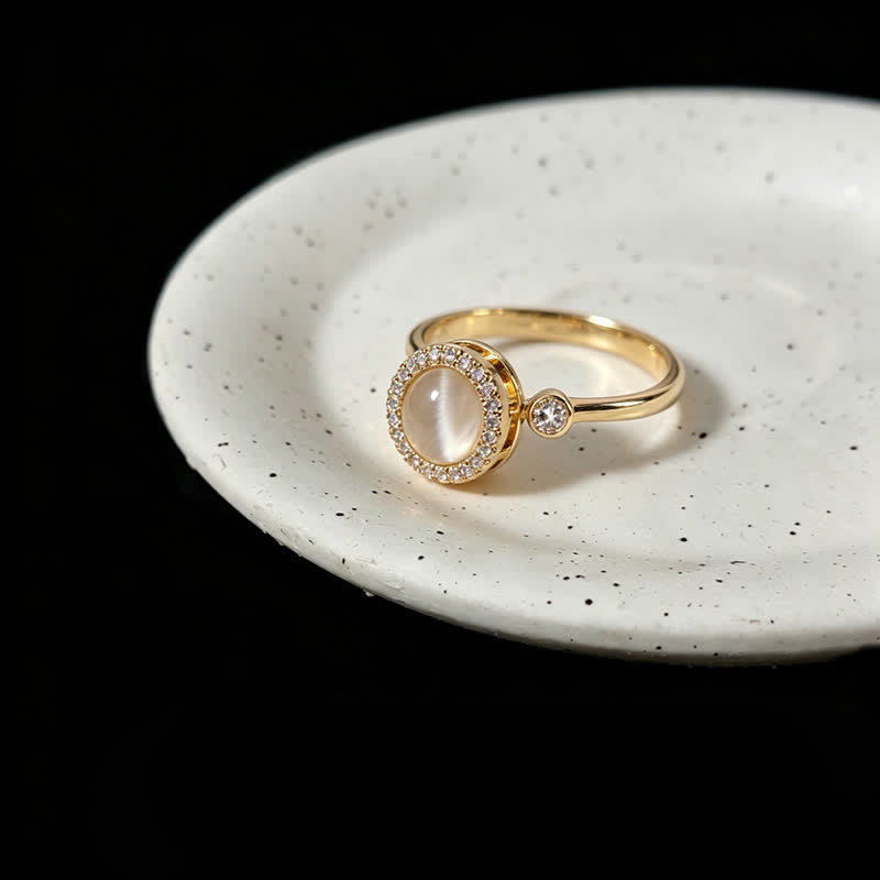 Gold Cat Eye Spinner Adjustable Anti Anxiety Ring - image 2