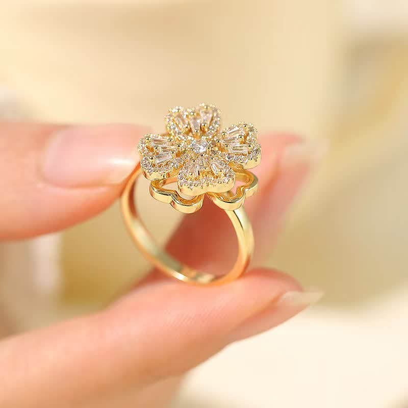 Rotating Four-Leaf Clover Adjustable Anti Anxiety Ring - image 3