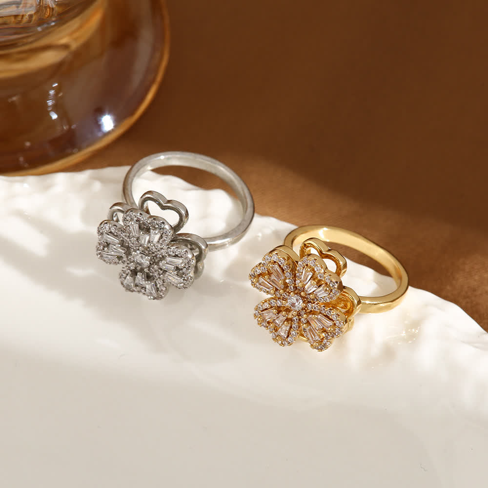 Rotating Four-Leaf Clover Adjustable Anti Anxiety Ring - image 5
