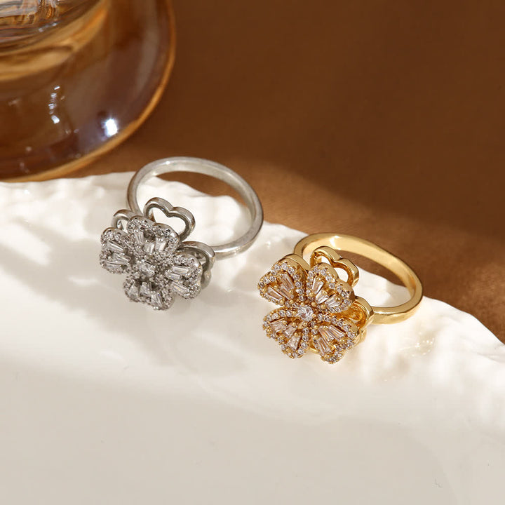 Rotating Four-Leaf Clover Adjustable Anti Anxiety Ring - image 5