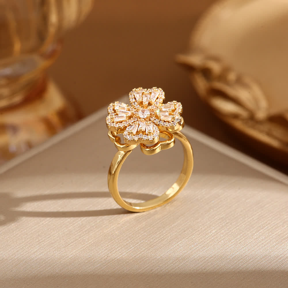 Rotating Four-Leaf Clover Adjustable Anti Anxiety Ring - image 4
