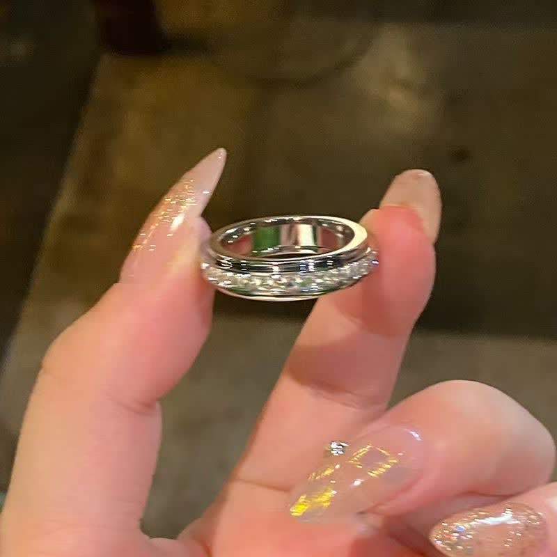 Sparkling Crystal Spinner Anti Anxiety Fidget Ring For Stress Relief - Gold - US 11 - image 2